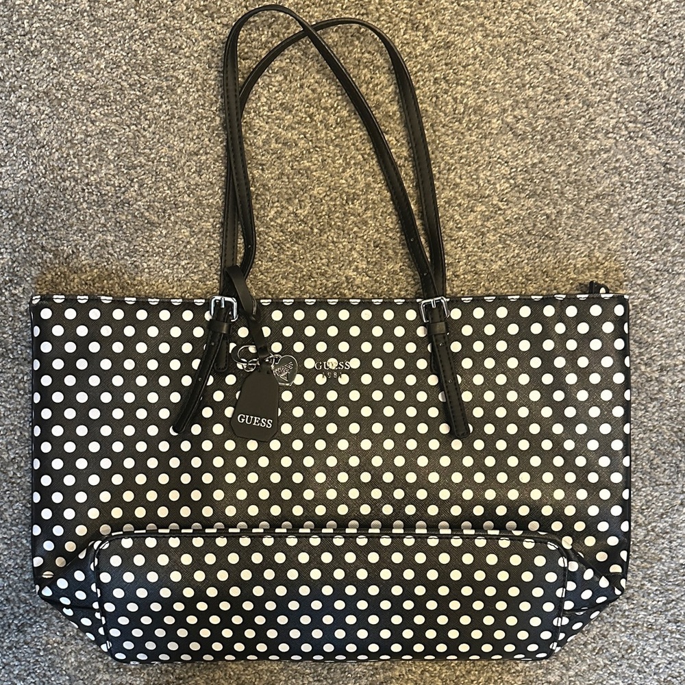Guess Black and White Polka Dot Tote